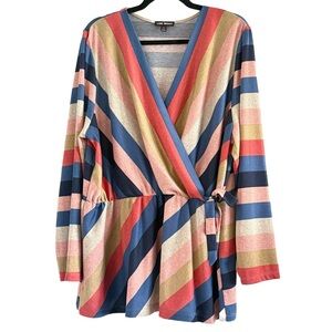 🌻 Lane Bryant Colorful Striped Wrap Top